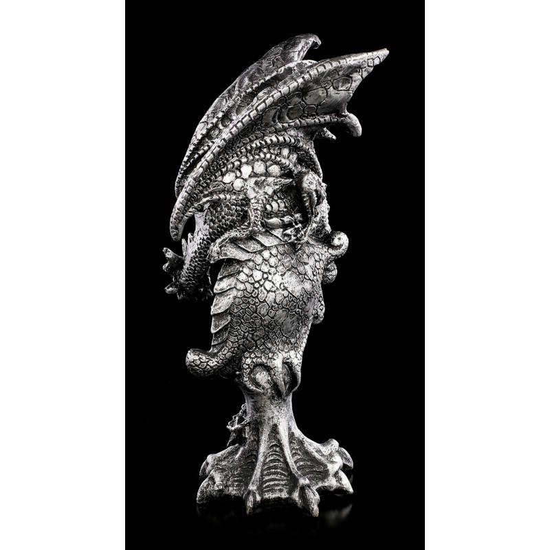 Dragon Figure with Eye in Emerald Green, 17.5 cm, Silver