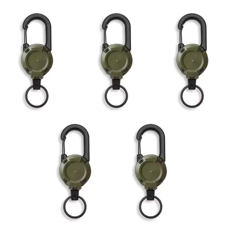 Heavy-Duty Retractable Keychain Carabiner with 23.62-Inch Steel Wire Reel