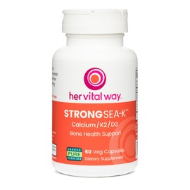 her vital way Strong Sea-K Calcium Supplement - Whole Food Calcium with K2 and D3 - Comprehensive Bone Health Supplement with Trace Minerals - 60 Capsules