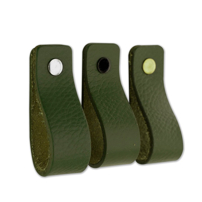 Brute Strength - Leather Handles for Furniture - Olive Green