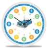 GRAVURZEILE Children's Wall Clock Car Motif Silent Children's Wall Clock