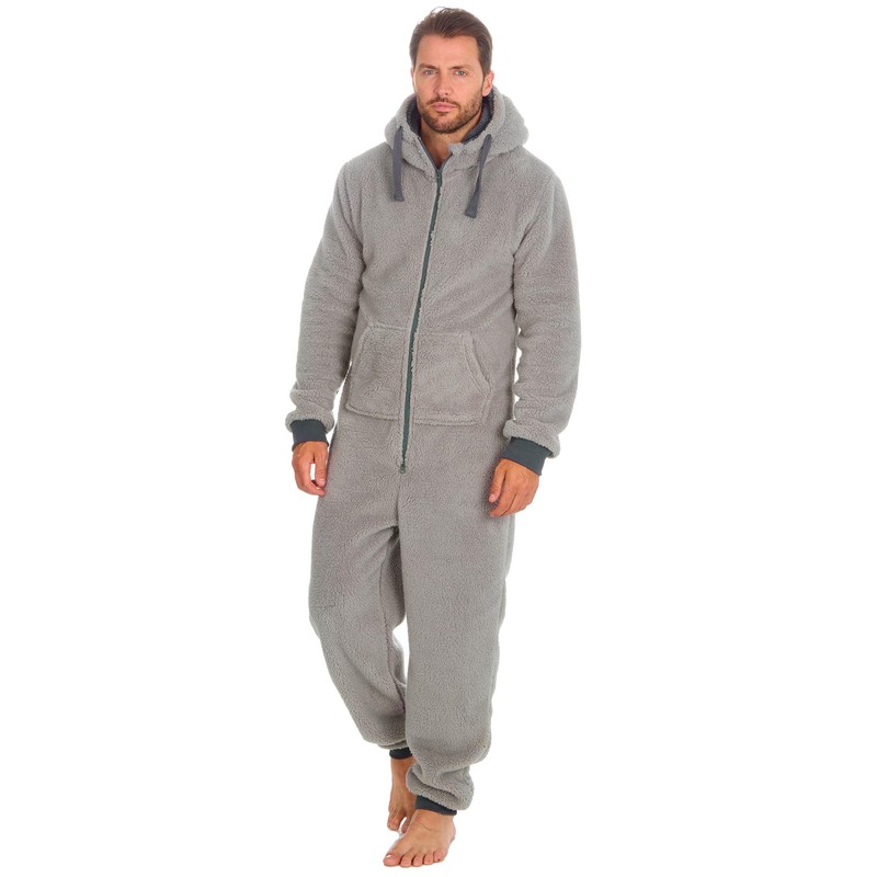 Mens OneZee Snuggle Fleece Onesie 31B1482 Grey L-XL