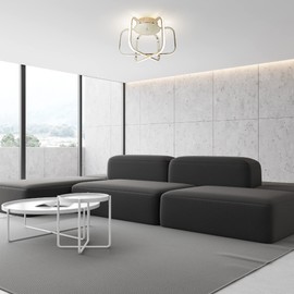 Ultralux 15 inch Modern Brushed Nickel Atom Ceiling Light Fixtures, Bright and TRIAC Dimmable, 2050 Lumens 3000K, Integrated LED Light Fixture for Living Room or Kitchen LED Flush Mount Ceiling Light