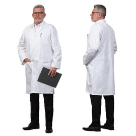 ZOLLNER Men's Laboratory Coat, Doctor's Coat with Practical Pockets and Press Studs, Mixed Fabric, Size 50, Washable up to 95 °C, Oeko Tex® Certified