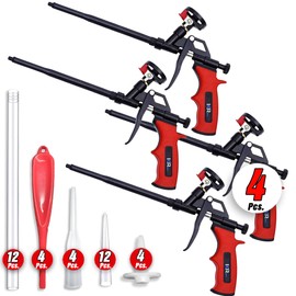 ixirpro Mega Professional Expanding Foam Spray Gun (4 Insulation Guns + 36 Extenders) PU Insulating Applicator Heavy Duty Metal Body Dispensing Foam Gun Suitable for Caulking, Filling, Sealing