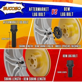 SUCOSO 20PCS 14x1.5 Extended Lug Bolts with 40mm Shank Length Ball Seat,Aftermarket Wheel Lug Bolts for Spacers,Compatible A3 A4 A6 A8 S4 S6 S8 TT Jetta Allroad Volkswagen Quattro Golf Tiguan Passat