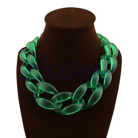 YoungerY Lackingone Acrylic Collar Chunky Choker Statement Bib Chain Necklace Pendants Green