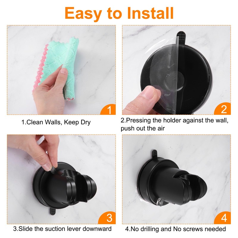 sourcing map 2pcs Shower Head Holder, Suction Cup Shower Head