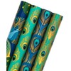 WRAPAHOLIC 30 Inch Peacock Christmas Wrapping Paper Roll - Jumbo