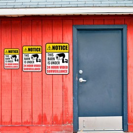 Portrait Round Plus Notice This Barn Is Under 24 Hour Video Surveillance Wall or Door Sign | Farm/Barn Warning Signage - Small