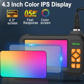 Endoscope Camera with Light, IP67 Waterproof Sewer Camera, 4.3" IPS Screen 1080P HD Snake Camera with 8 LED Lights, 16.5ft Semi-Rigid Snake Camera, Inspection Borescope (Gadgets for Men)