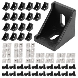 4040 Aluminum Profile Connector Set,20pcs 4040 Corner Bracket + 40pcs 40 Series M8 T Nuts + 40pcs M8x16mm Hex Socket Cap with Wrench (Black)