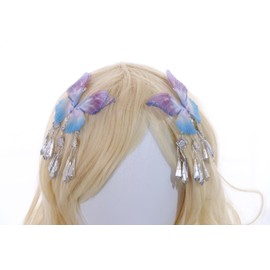 C-113 Blue Purple Butterfly Wings Hair Clips Fairy Hanfu Party Celebration Hair Accessories Head Accessory