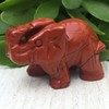 DHRWGEM 1.5" Natural Quartz Crystal Red Jasper Hade Carved Elephant