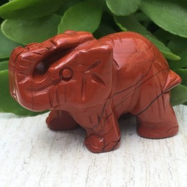 DHRWGEM 1.5" Natural Quartz Crystal Red Jasper Hade Carved Elephant Reiki Healing (Red Jasper)