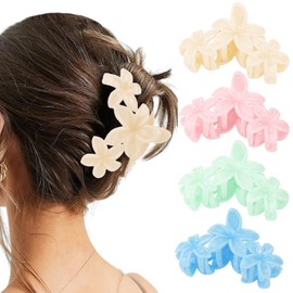 Amariver Flower Hair Clips for Women Flower Claw Clips Non-slip Cute Hair Claws Floral Neutral Colors Hair Accessories for Women Girls