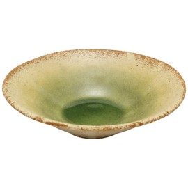 Mino Ware 520-0042 Yamasaku Kiln Green Glaze, Oval Pot Bowl, Plate, Rust Oribe, Approx. Diameter 5.9 x Height 1.6 inches (15 x 4 cm), Made in Japan