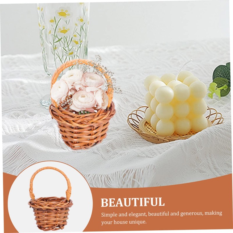 STOBAZA Tiny Baskets Set 5pcs Mini Woven Straw Baskets Home