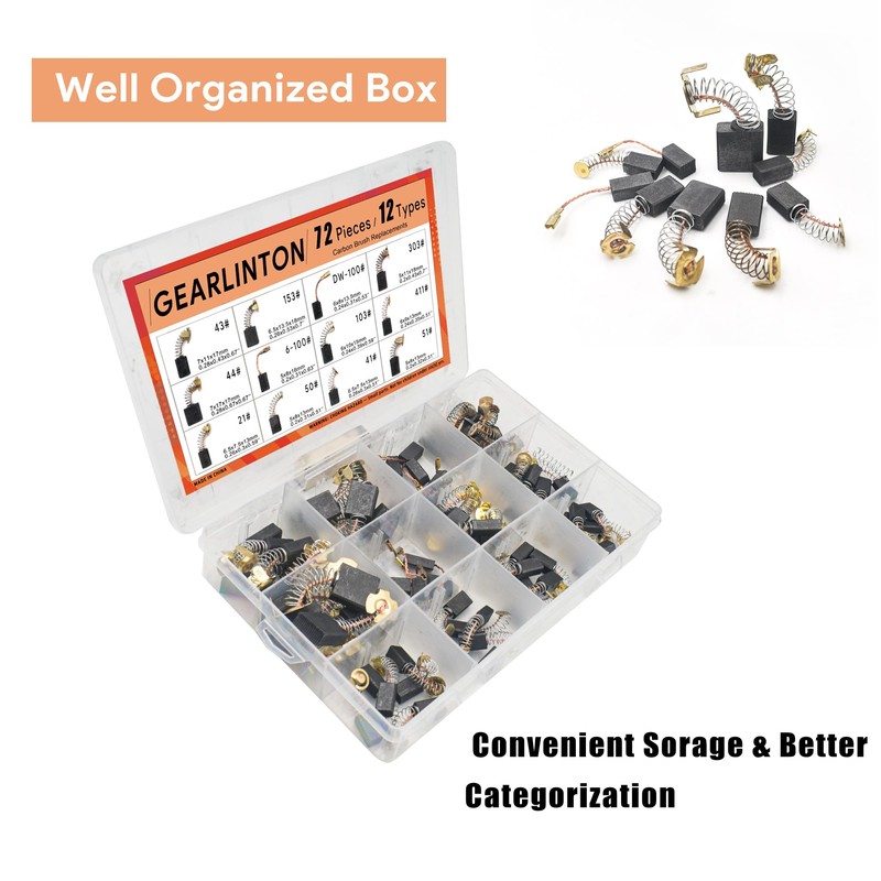 GEARLINTON Electric Motor Carbon Brushes, Set of 72 PCS in