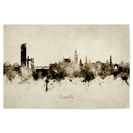 artboxONE Poster 30 x 20 cm Cities Seville Spain Skyline Sepia Picture Seville Painting Seville