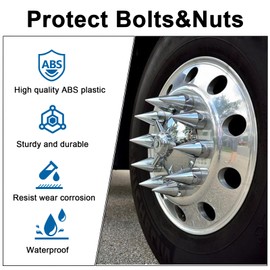 Yorovent 33mm x 4 1/4” Spike Lug Nut Covers,Push-On Nut Cover Caps Abs Plastic with Chrome Complete,Anti-Rust for Semi Trucks (60 Pack)
