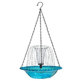 Ausi Solar Bird Bath with Fountain, Hanging Garden Decoration, for Outdoor Birds(Blue)