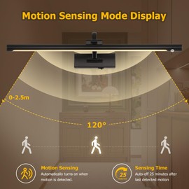 DESOOP Wireless Black Picture Lights for Wall Motion Activated, Motion Sensor Gallery Lights Auto-Off Art Lights for Portraits Display 24 Inch 5W Warm White