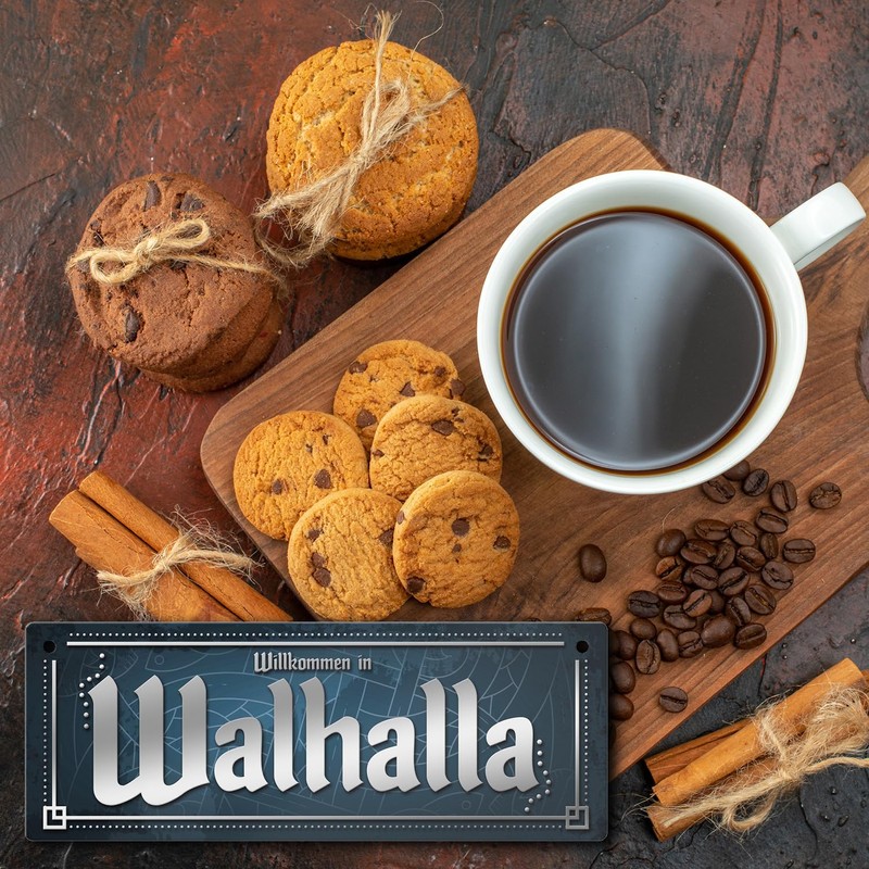 Viking Nordic Style Metal Sign with Saying Welcome to Valhalla