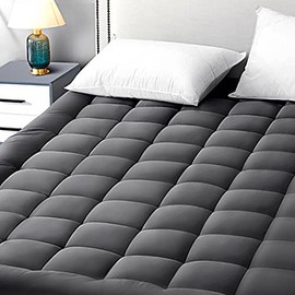 EASELAND Twin Size Mattress Pad Pillow Top Mattress Cover Quilted Fitted Mattress Protector Single Cotton Top 8-21" Deep Pocket Cooling Mattress Topper (39x75 Inches, Dark Grey)