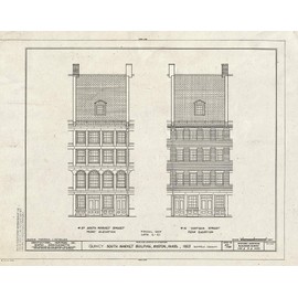 Historic Pictoric : Blueprint HABS Mass,13-BOST,118- (Sheet 3 of 3) - Quincy Market, South Market Street, Boston, Suffolk County, MA 24in x 18in
