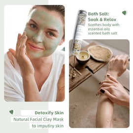 Natural Amor Christmas Spa Gifts for Women and Men,6 pcs Self Care Box Including Candle, Bath Salt, Socks, Thank You Gift