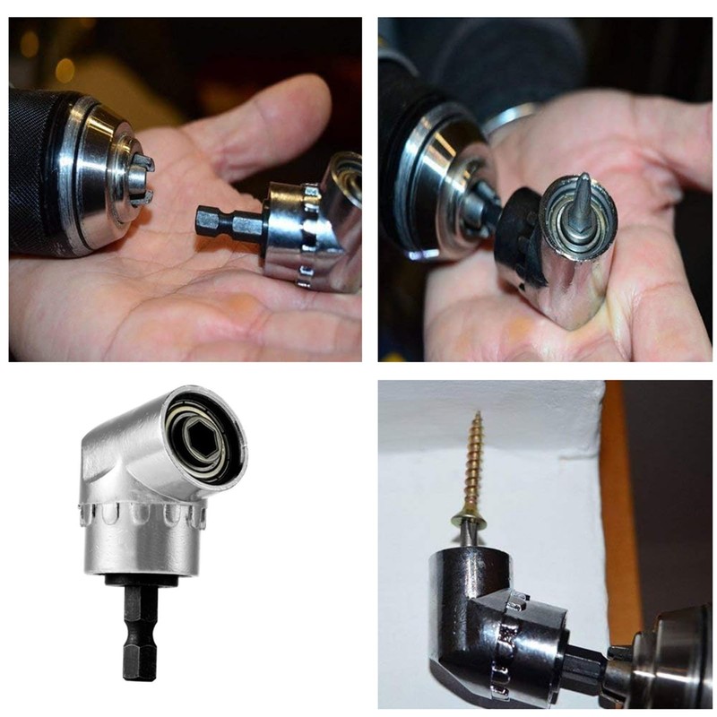105°Right Angle Drill Adapter,60mm/100mm/150mm 1/4 Inch Hex Shank Magnetic Screwdriver