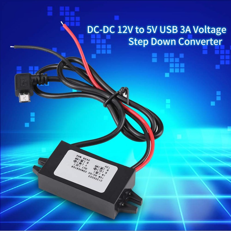 DC-DC 12V to 5V 3A 15W 12v to Micro USB