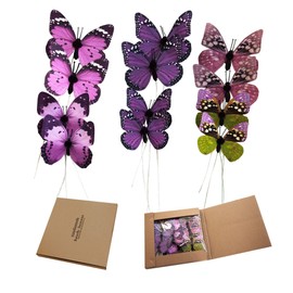 12 Pack DIY 3D Butterfly Stakes Decor, 2 Sizes of Butterfly Ornament for Home Fake Flower Floral Supplies Tea Party Wedding Easter Christmas Spring Fall. (Rose Red)