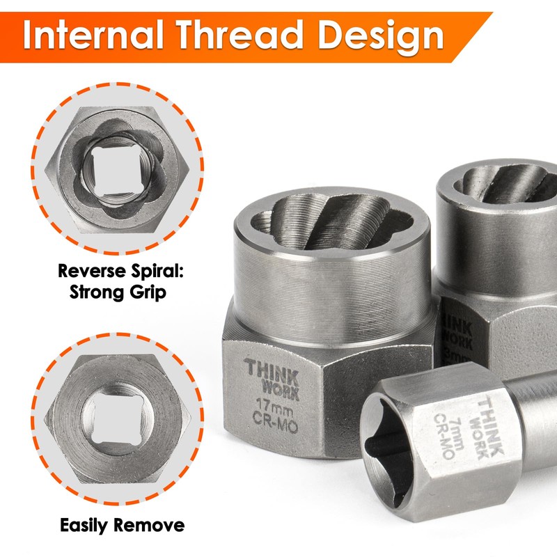 THINKWORK Easy Out Bolt Extractor Kit, 35 PCS Nut Extractor