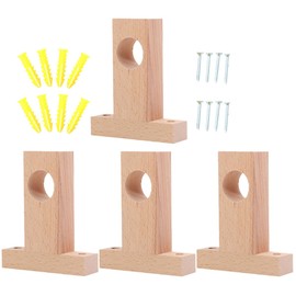 iplusmile Set of 4 wooden curtain rod holders, durable curtain rods holder for easy installation for various curtain rods and wear-resistant