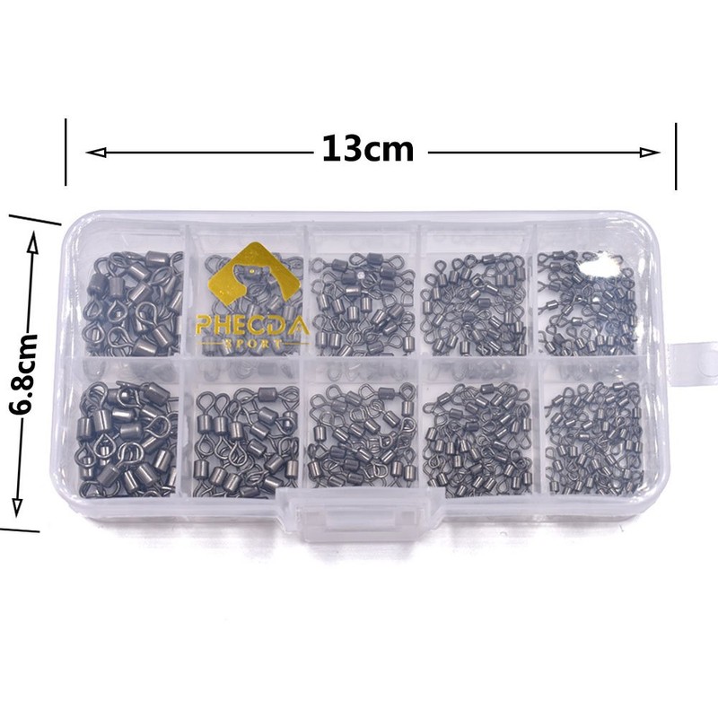 300Pcs/Box Small Size Fishing Rolling Swivel with Solid Ring Fishing