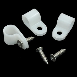 Hitefu 50 Packs 3/8 Inch Heavy Duty R-Type Cable Clip Wire Clamp, Durable Nylon Screw Mounted Fastener Clips with 50 Screws for Efficient Wire Management (White)