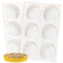 FUNBAKY Jumbo Muffin Top Pan, 4 Inch Extra Large Egg Baking Pan for Oven Silicone Molds for Breakfast Sandwiches, English Muffins, Whoopie Pies, Corn Bread, Egg Bites, 2 Pack Confetti