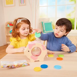 Battat Education - Fine Motor Toy - Save & Count Piggy Bank - Educational Colourful Counting & Math Toys for Kids, 18 months +