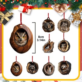 Xiujuers Pack of 8 Christmas Acrylic Animal Decoration, Animal Christmas Ornament, Christmas Tree Decoration, Christmas Tree Decoration, Animal Christmas Decoration, Suitable for Living Room, Bedroom,