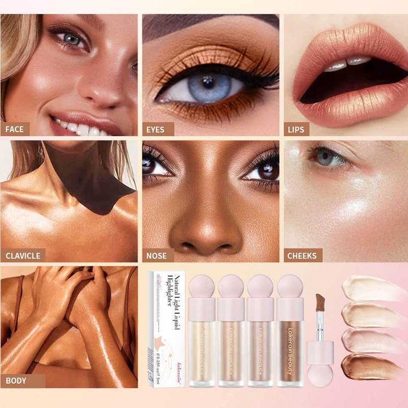 MEICOLY Liquid Highlighter,Long Lasting Liquid Luminizer Shimmer Stick,Waterproof Smooth Highlight