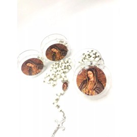 none 12-Baptism Wedding Rosary Favors Guadalupe Mary Cross Recuerdos Bautizo Rosario