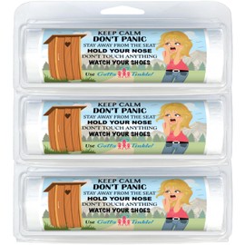 Premium Mini Toilet Paper Rolls | Travel-Size for Purses | Convenient Plastic Dispenser | Toilet, Porta Potty & Outhouse Humor (3-Pack) (009 Keep Calm Outhouse - Blonde)