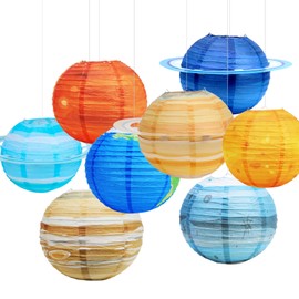 Space Paper Lanterns 8PCS 12 Inch Hanging Planets Lantern Space Paper Lanterns Planet Decorations for Kids Outer Space Theme Party Supplies Home Decor Birthday Decorations