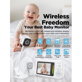 NUOTUN Baby Monitor with Camera and Audio, Baby Monitor No Wifi with Clip for Crib & Stand, Portable 2.8’’ HD Wireless Monitor 1080P Video, NightVision, VOX, 2-Way Audio, 32GB, Temp Sensor & Lullabies