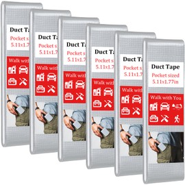 6 PACK Mini Pocket Duct Tapes Travel Size, 1.7" x 9.8' Compact Flat Fold Duct Tape, Heavy Duty Waterproof Cloth Base Adhesive Tape for Repair Outdoor Emergency Gear EDC DIY Craft Camping Hiking Grey