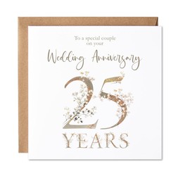 Maise & Rose 25th Wedding Anniversary Card | 25 Years Wedding Anniversary Greeting Card | Congratulations Twenty Five Year Marriage | Silver Anniversary | P34
