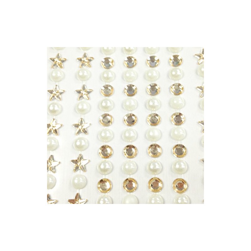 Wrapables 164 Pieces Crystal Star and Pearl Stickers Adhesive Rhinestones,