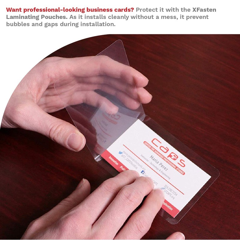 XFasten Self-Sealing Laminating Pouches Business Card Size, 9.5 Mil and